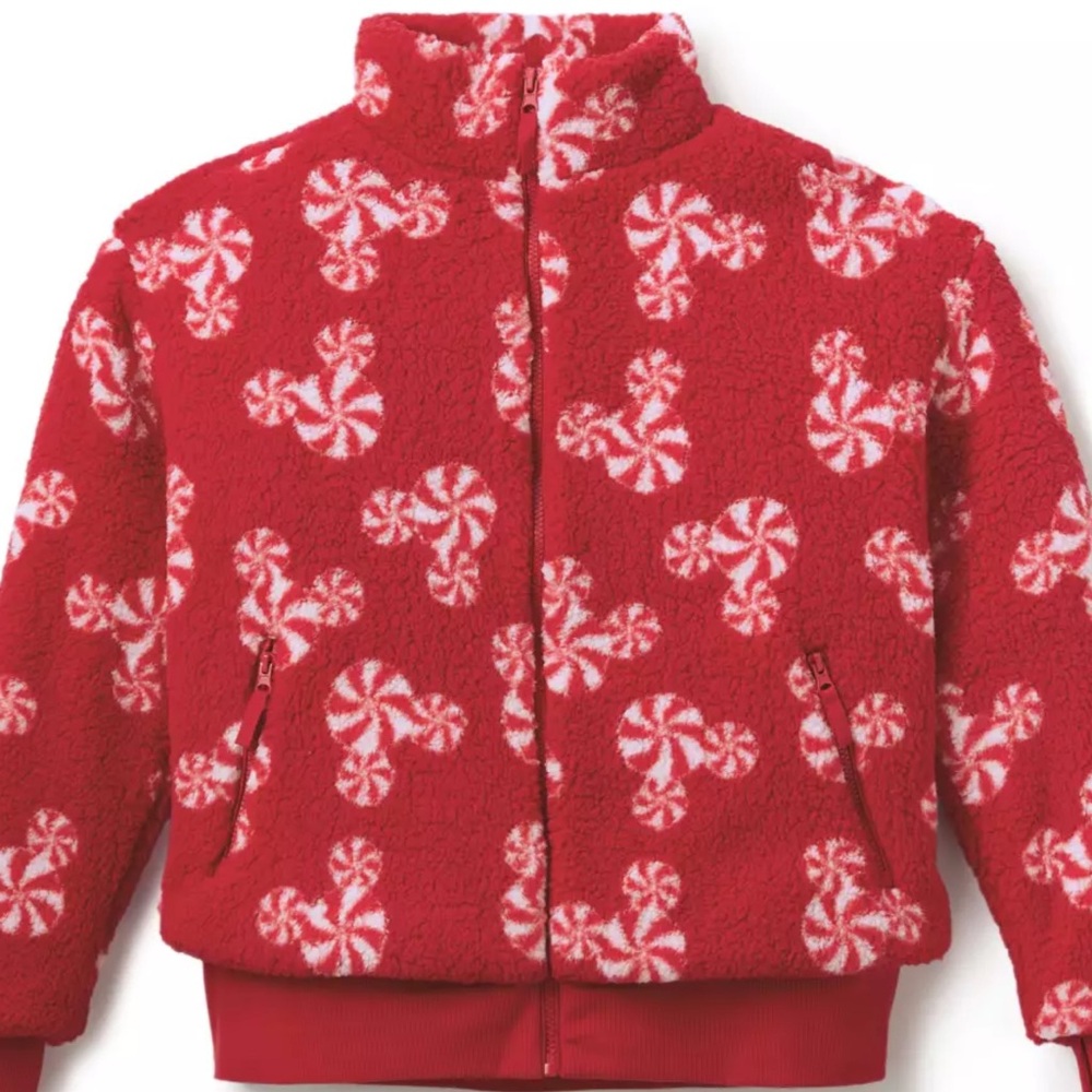 Disney Red & White Peppermint Sherpa Zip-Up Hoodie